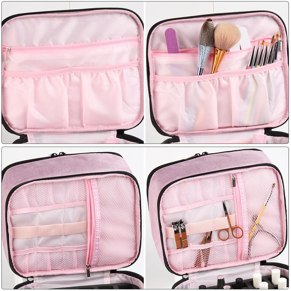 Fcozpjk Nail Polish Organizer Case front view with built-in handle