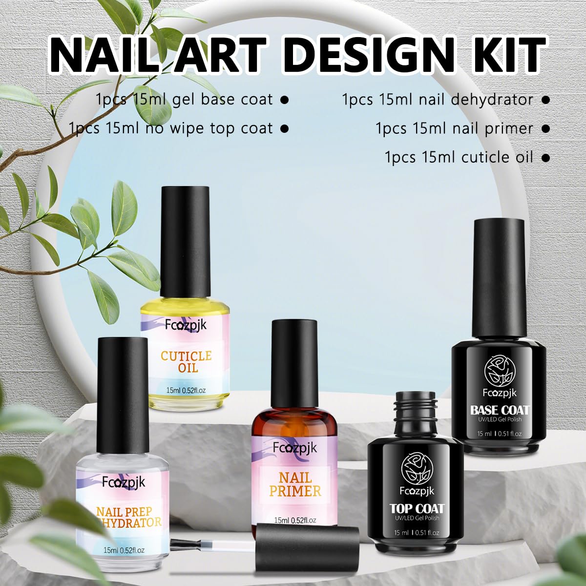 Fcozpjk nail primer 15ml bonds polish to nail bed, reducing lifting