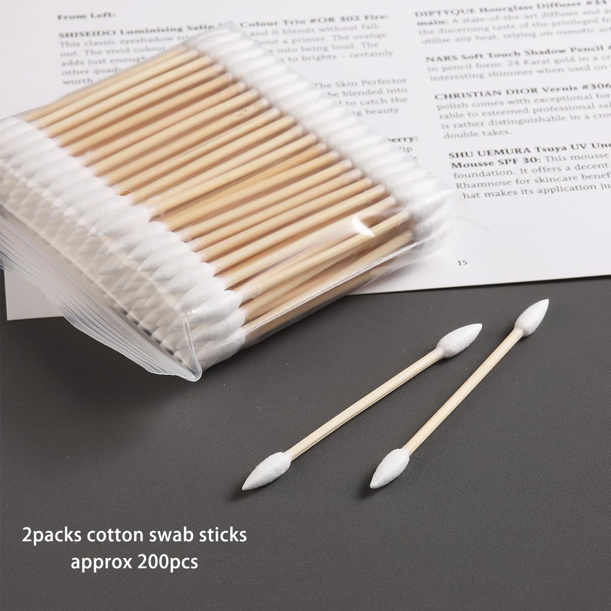 Fcozpjk pointed-tip cotton swabs closeup highlights precise tip for nail art cleanup.