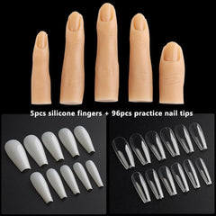 Fcozpjk soft fake fingers in silicone show reusable practice for acrylic nails