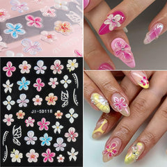 Fcozpjk Summer floral nail decals with daisies and hibiscus for vibrant looks.