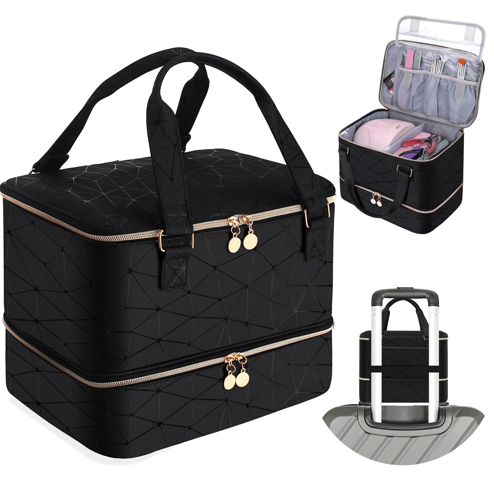 FCQQYWZ Nail Polish Organizer front view demonstrates 40+ bottle capacity for tidy storage.