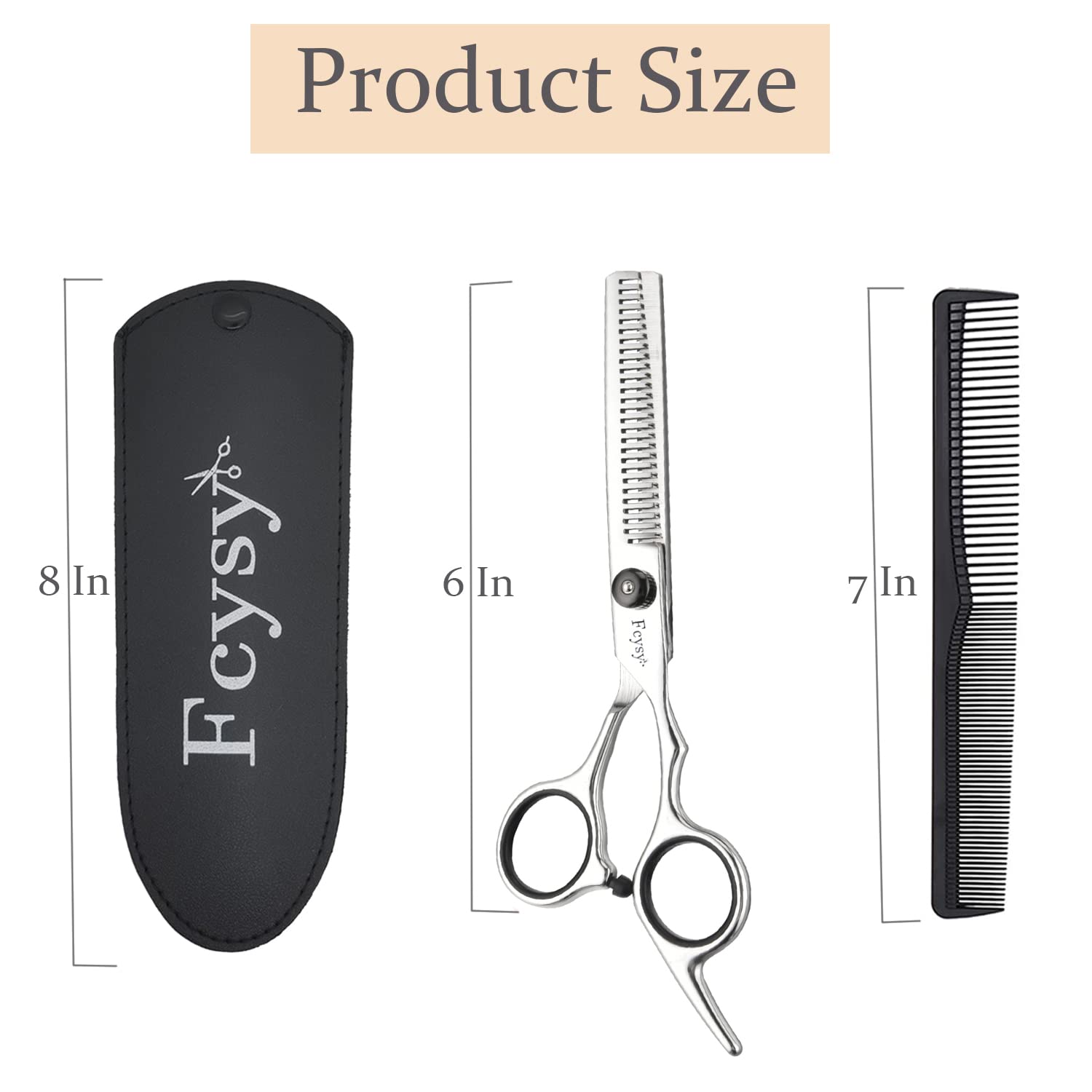 Fcysy barber shears with ergonomic offset handle for comfortable use.
