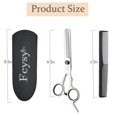 Fcysy barber shears with ergonomic offset handle for comfortable use.