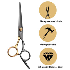 Fcysy ergonomic hair scissors with a comfortable grip reduce fatigue during sessions.