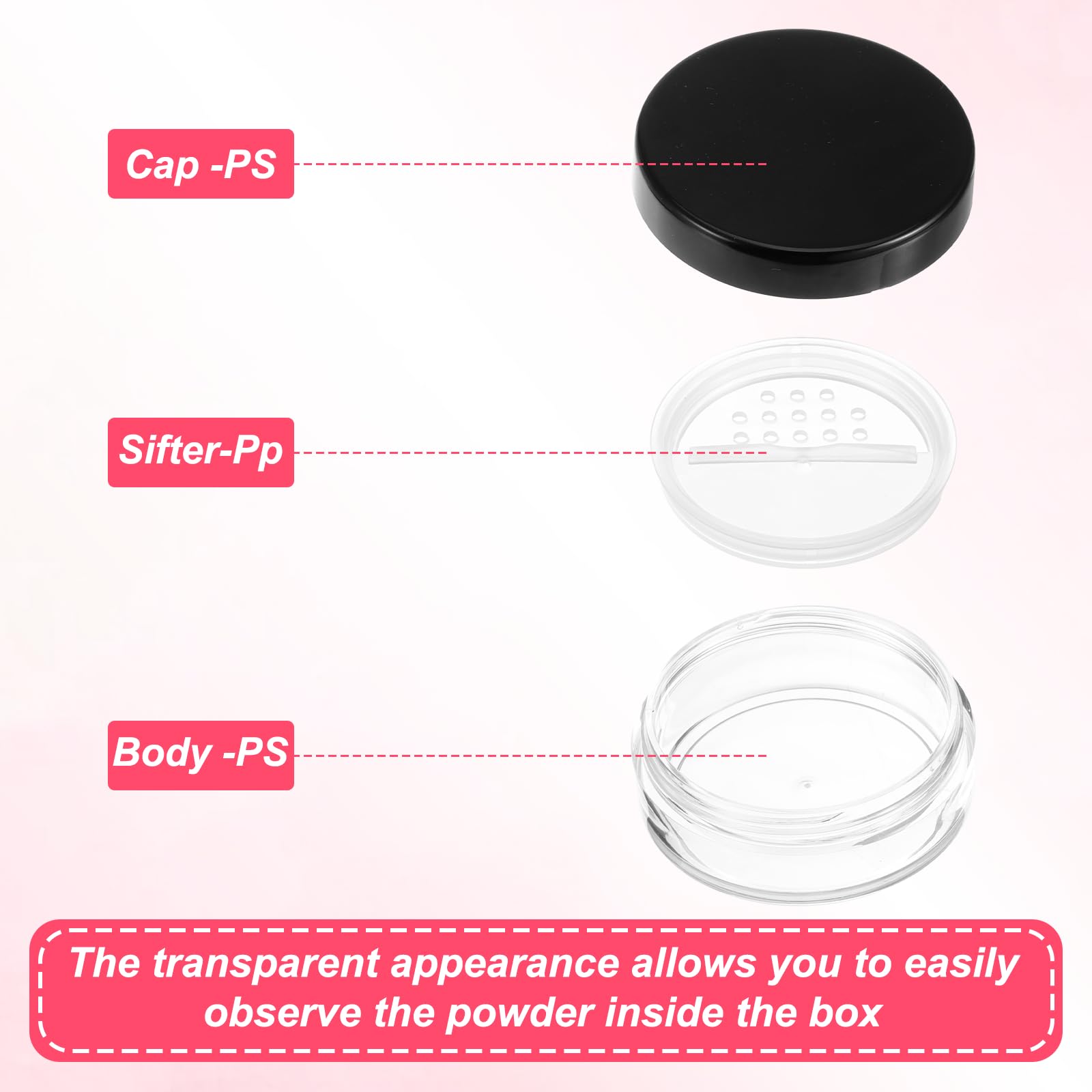 FdcZeyxior leakproof screw lid keeps powder secure during travel.