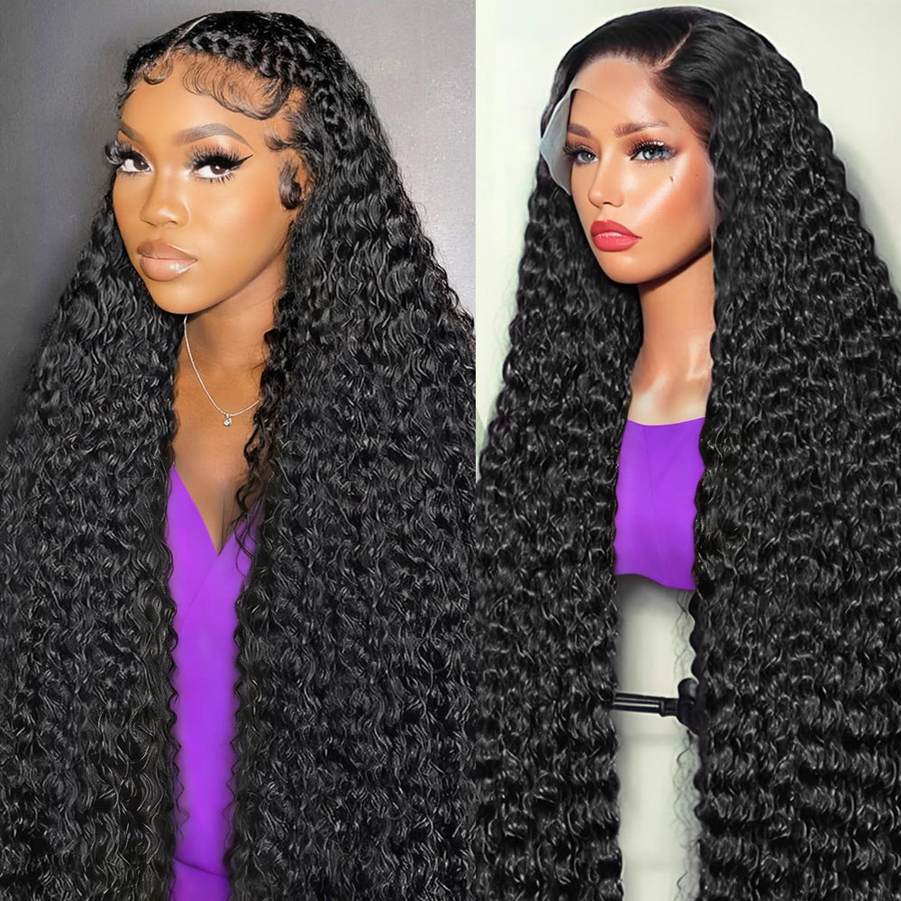 FDSAFEF 34-Inch Deep Wave Wig full-length view shows natural movement for versatile styling