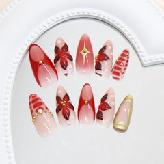 FDSQHSA 3D floral gold beads design close-up for elegant nail art