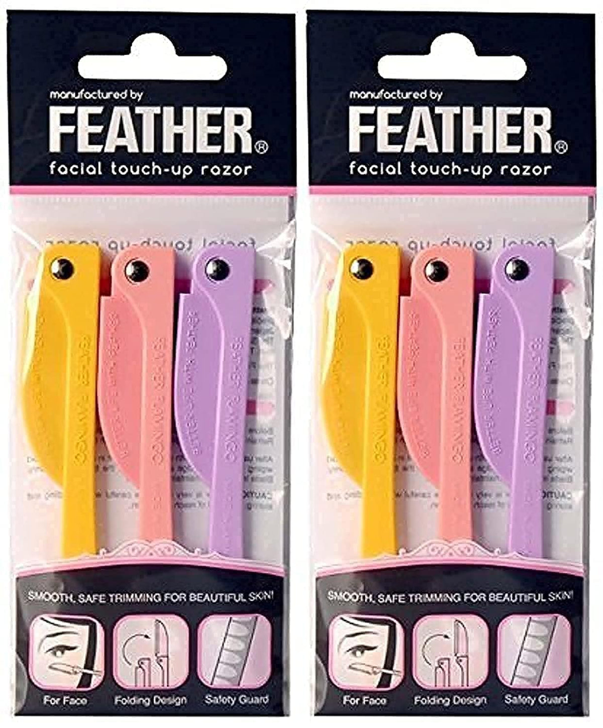 Feather Flamingos Facial Touch-up Razor front view for precise eyebrow and facial detailing