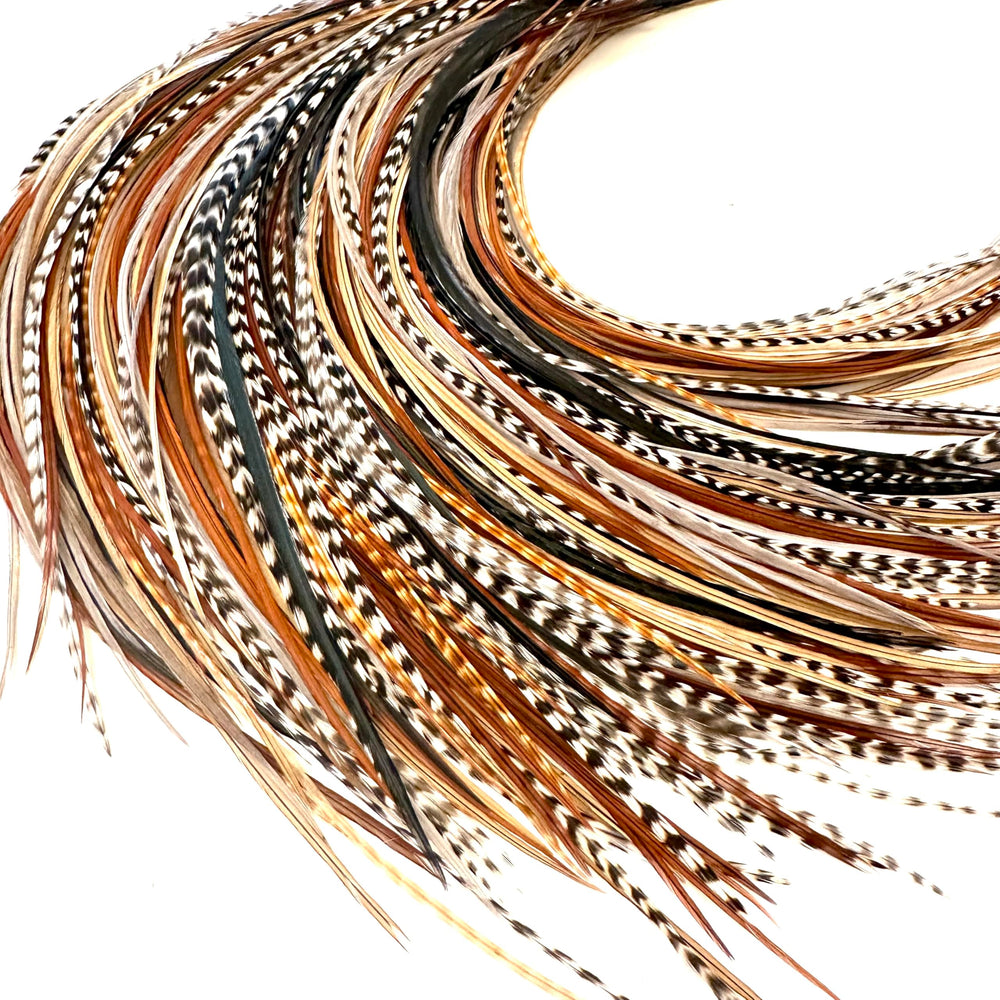 Feather Headz 21 natural color extensions show vibrant boho color for daily styling.