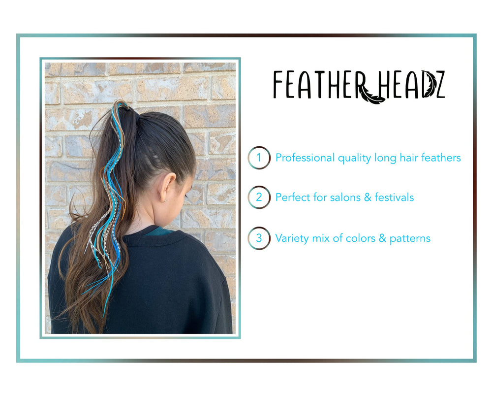 Feather Headz heat-safe feathers can be curled or straightened for diverse looks.
