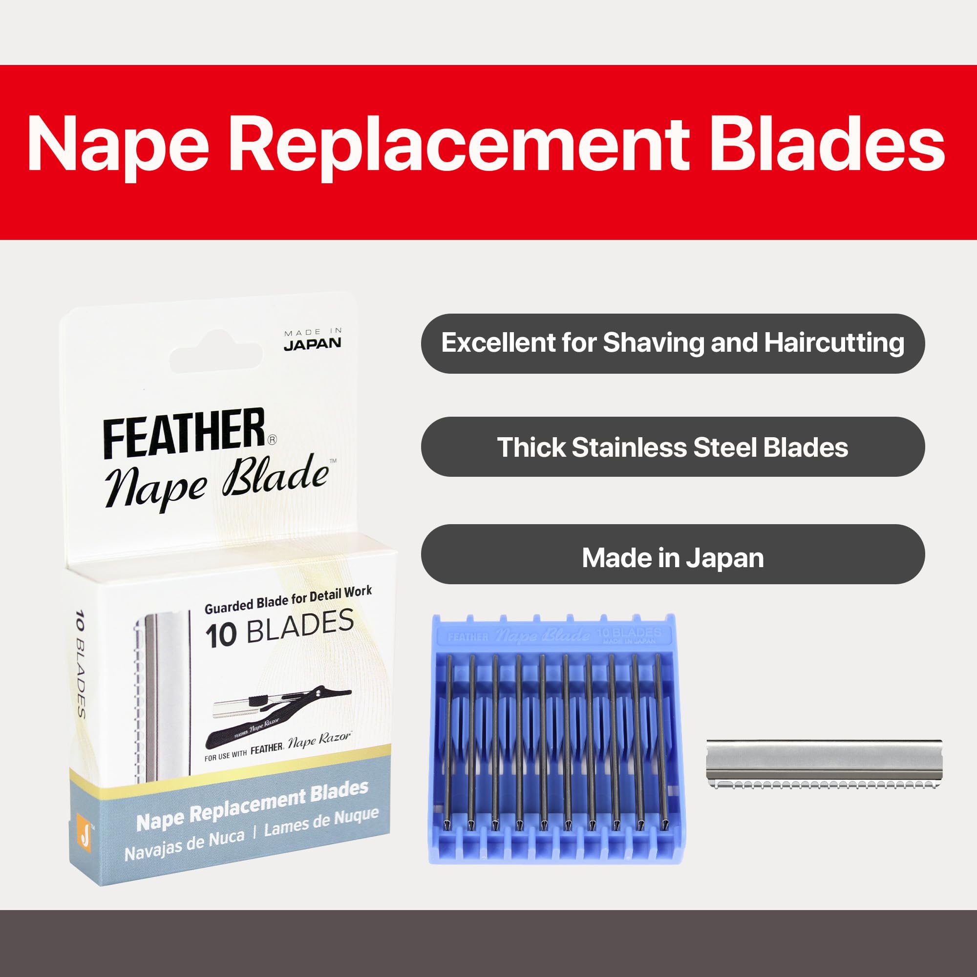 Feather Nape Blades smooth-glide for comfortable shaving