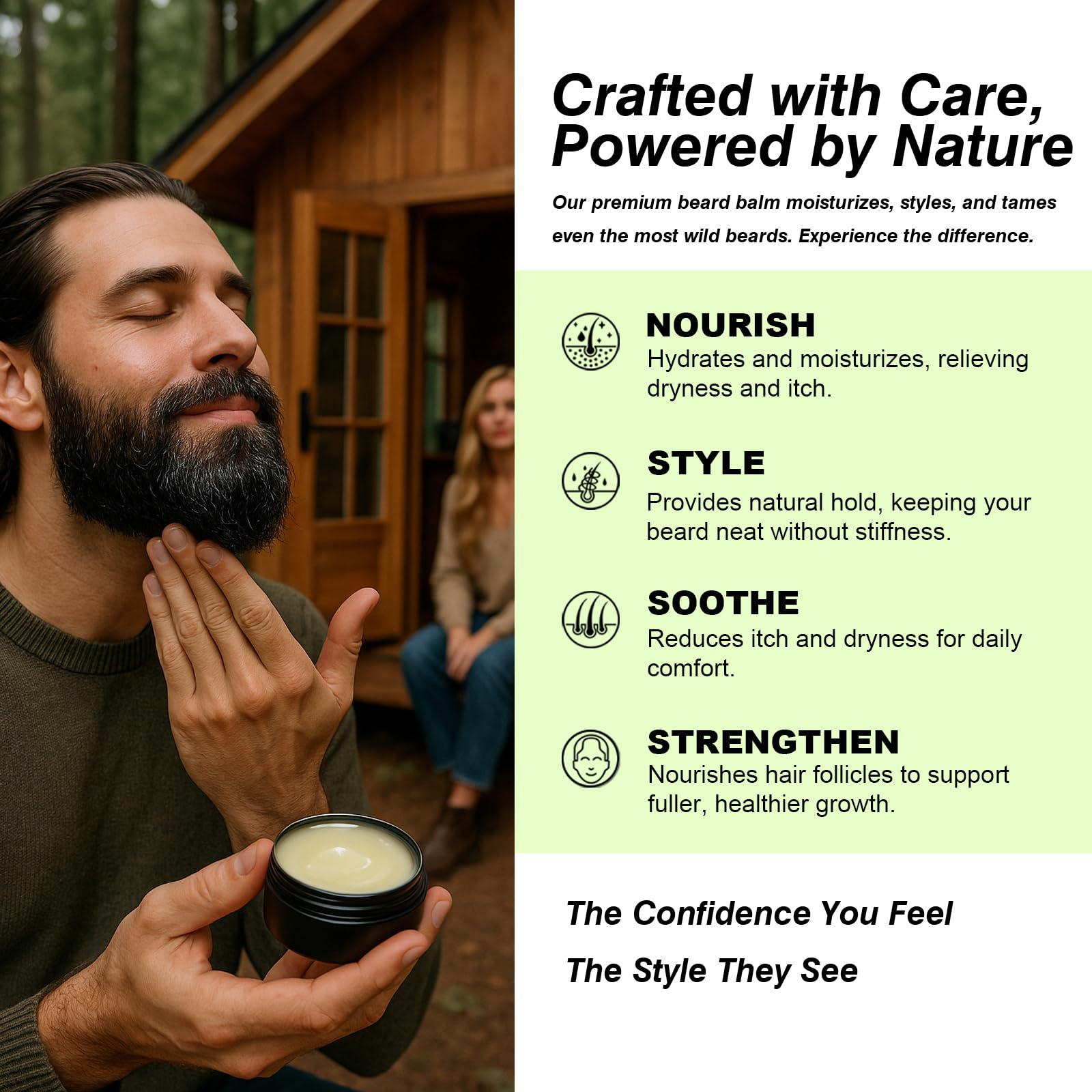FEBOTE packaging highlights travel-friendly tin ideal for daily beard care.