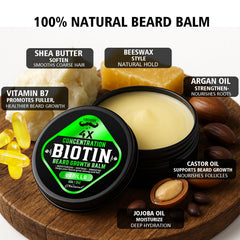 FEBOTE beard balm tin close-up emphasizes portable 2 oz size for on-the-go grooming.