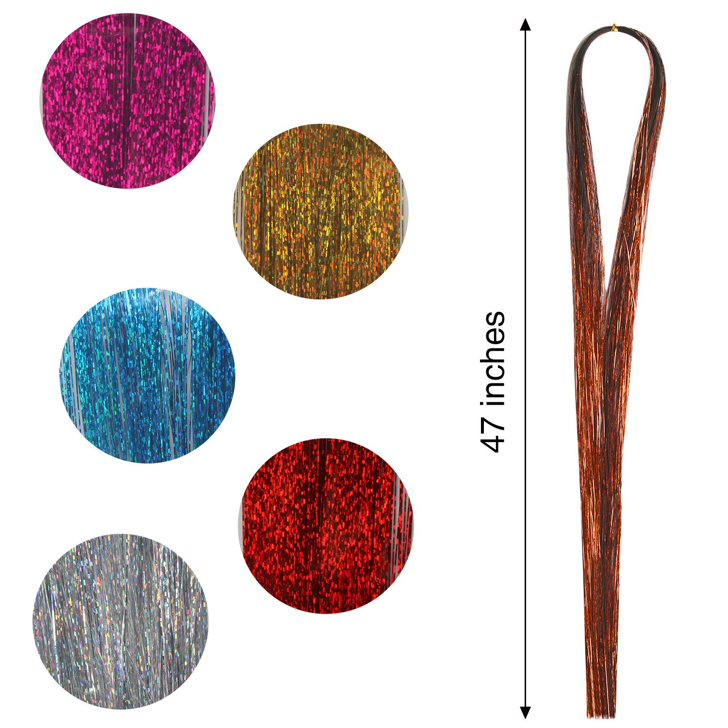 FEBSNOW 47-inch glitter Mylar tinsel icicle with bright sparkle for decor