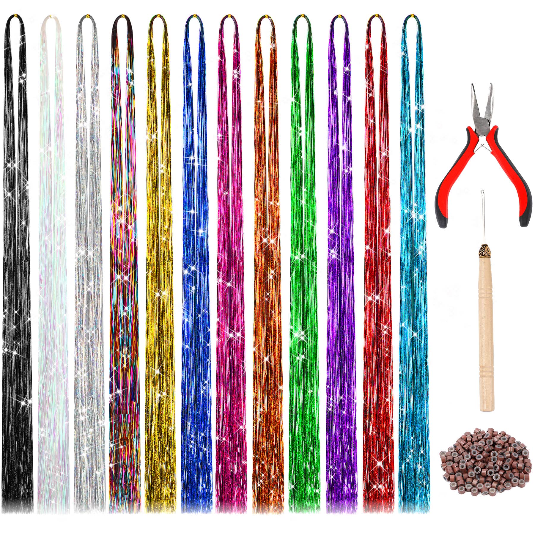 FEBSNOW 12-color tinsel icicles with vibrant strands for festive decor