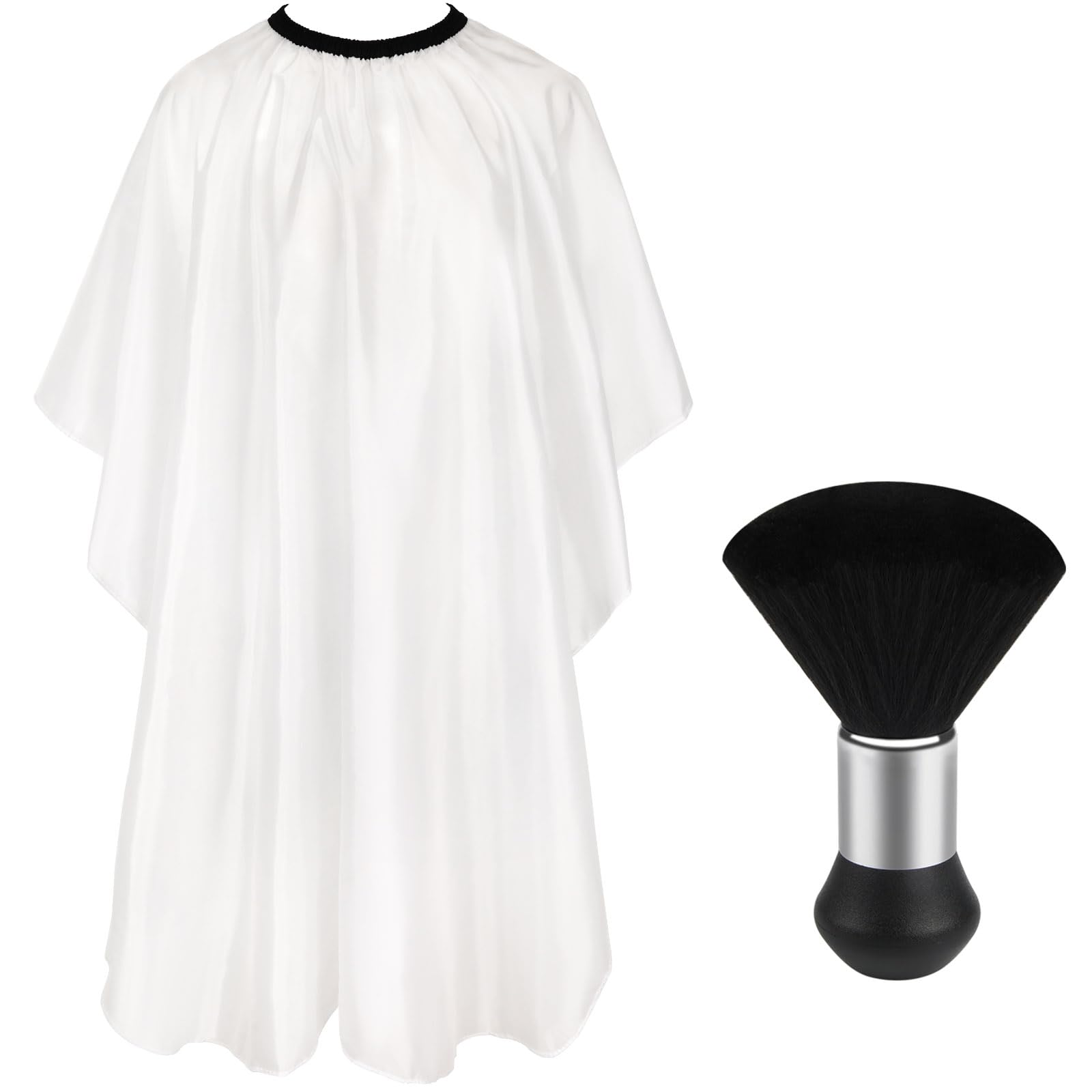 FEBSNOW professional barber cape front view in white for a clean, professional home haircut