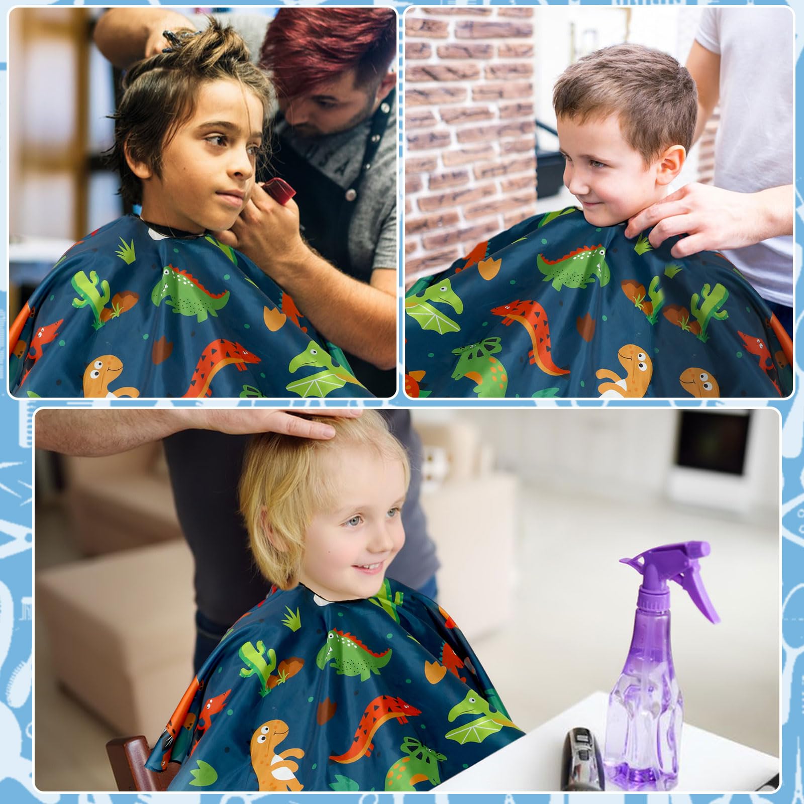 FEBSNOW water-repellent fabric cape resists splashes during haircuts.