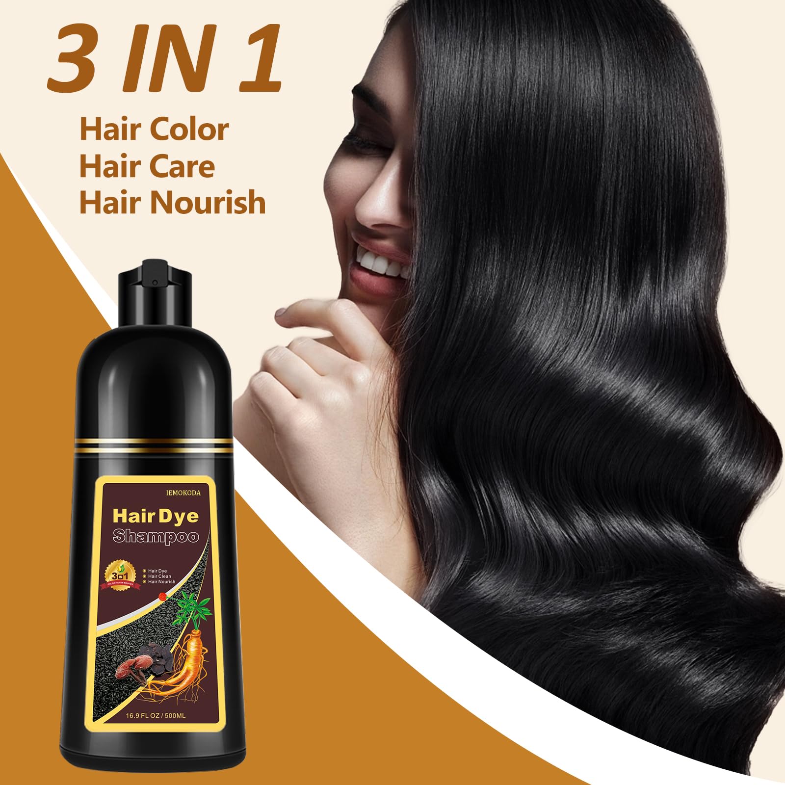Fedulili Instant Black Hair Dye Shampoo pour shows easy at-home application.