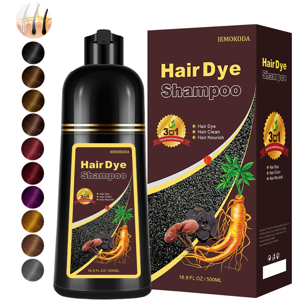 Fedulili instant dark coffee hair dye shampoo bottle for quick gray coverage.