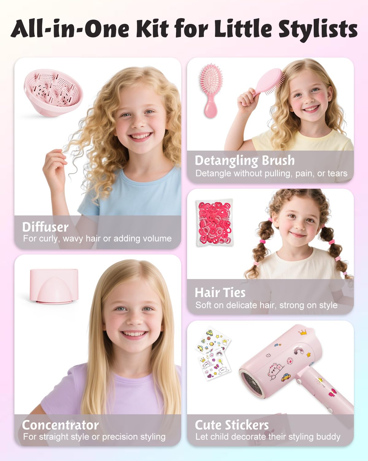 Feekaa kids hair dryer compact foldable design fits backpacks