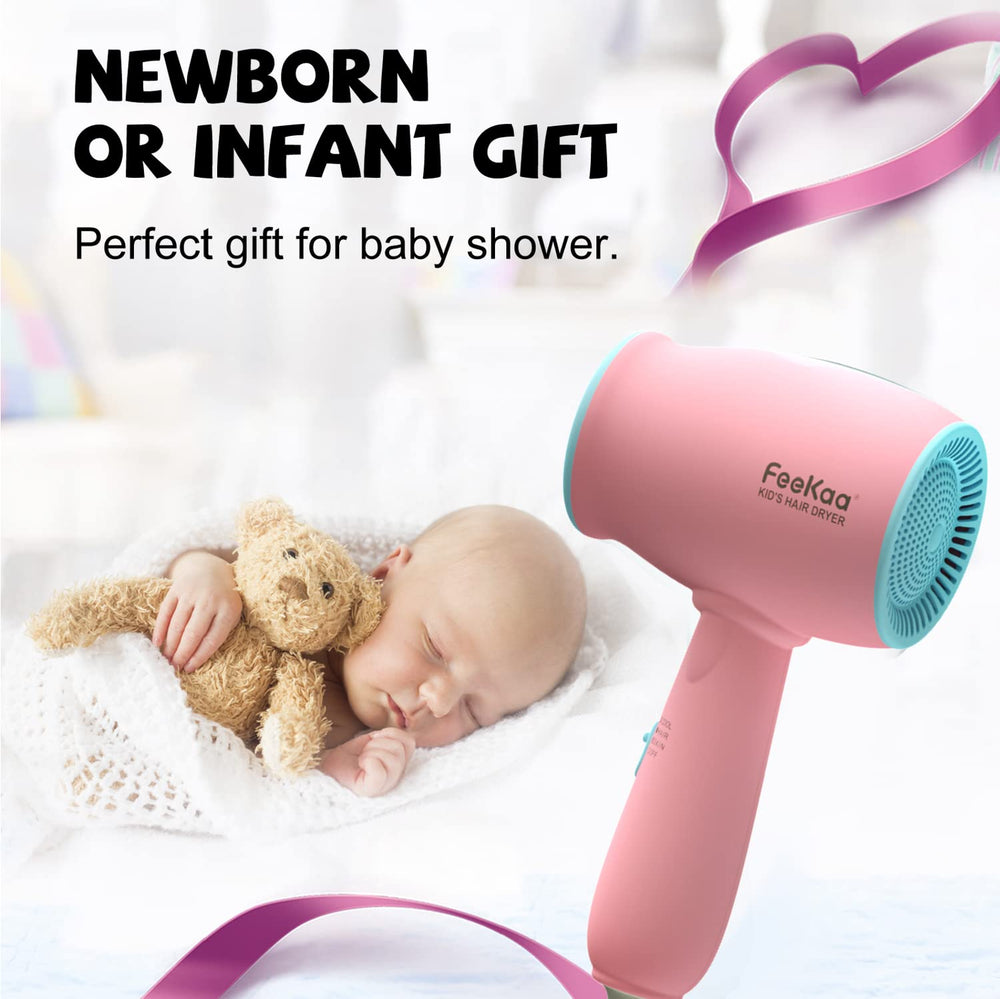 FeeKaa Kids Hair Dryer pink gift-ready packaging with stickers