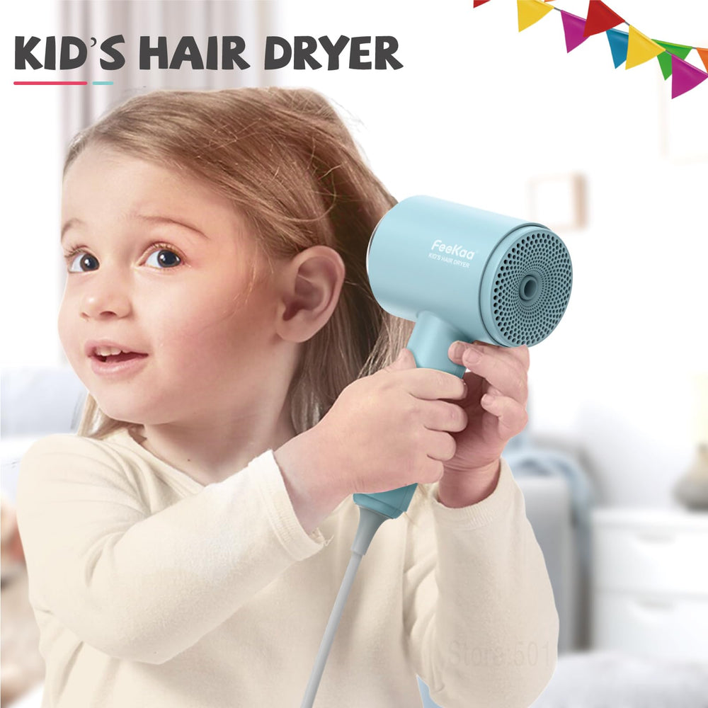 Feekaa Kids Hair Dryer travel-friendly design, ideal as a gift or for trips.