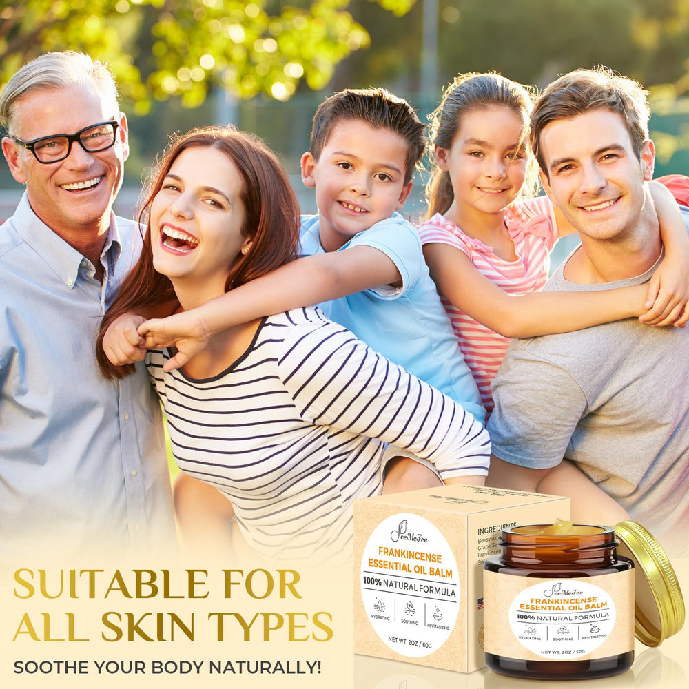 FeeMeFee Frankincense Balm oil blend pouring style illustrating nourishing oils
