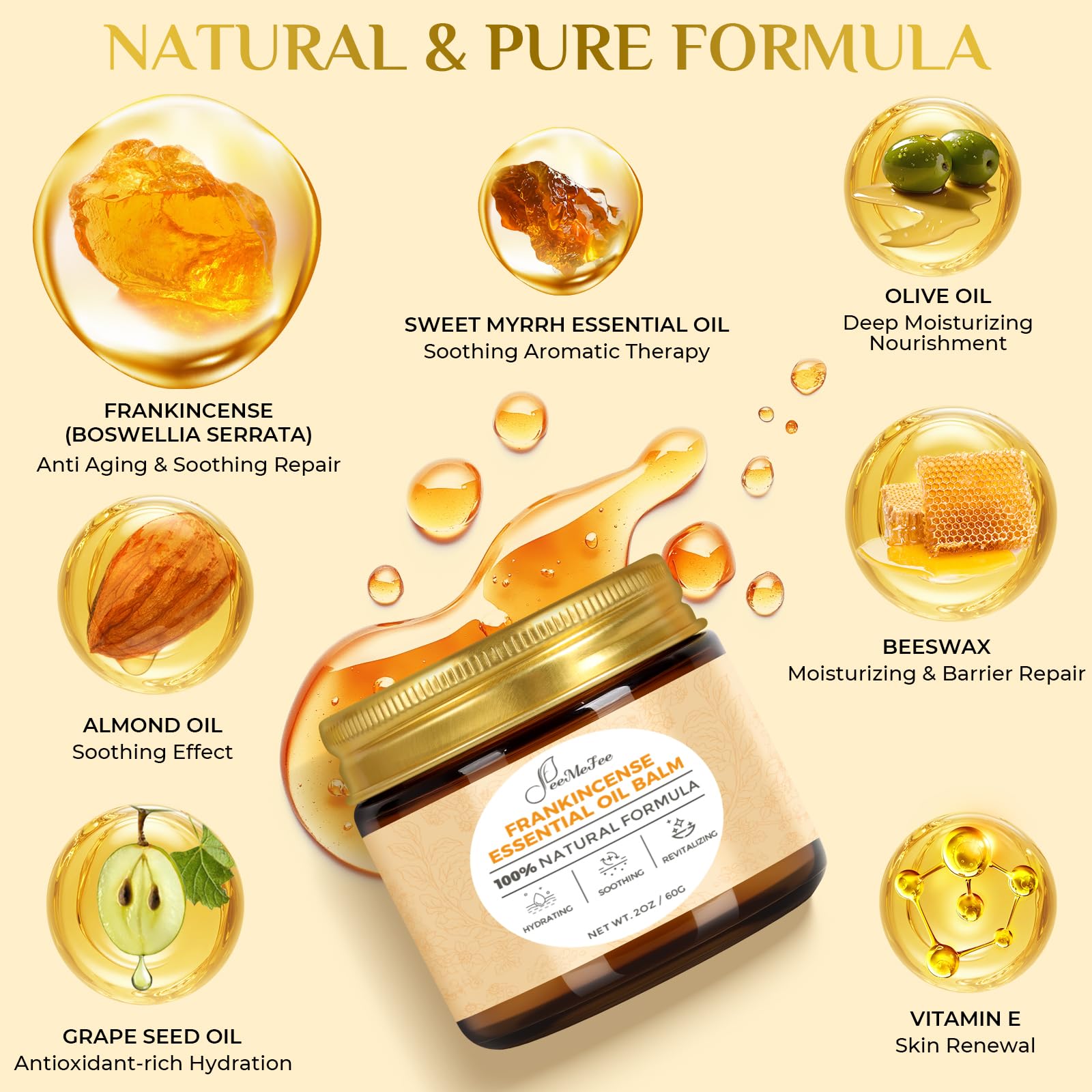 FeeMeFee Frankincense Balm texture swirl highlighting creamy, soothing consistency