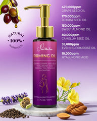 FeeMeFee Body Firming Oil includes hyaluronic-acid boost for lasting moisture.