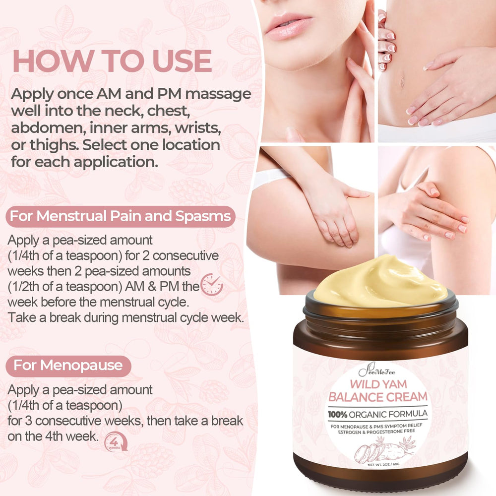 FeeMeFee Wild Yam Cream application routine demonstrates day or night use