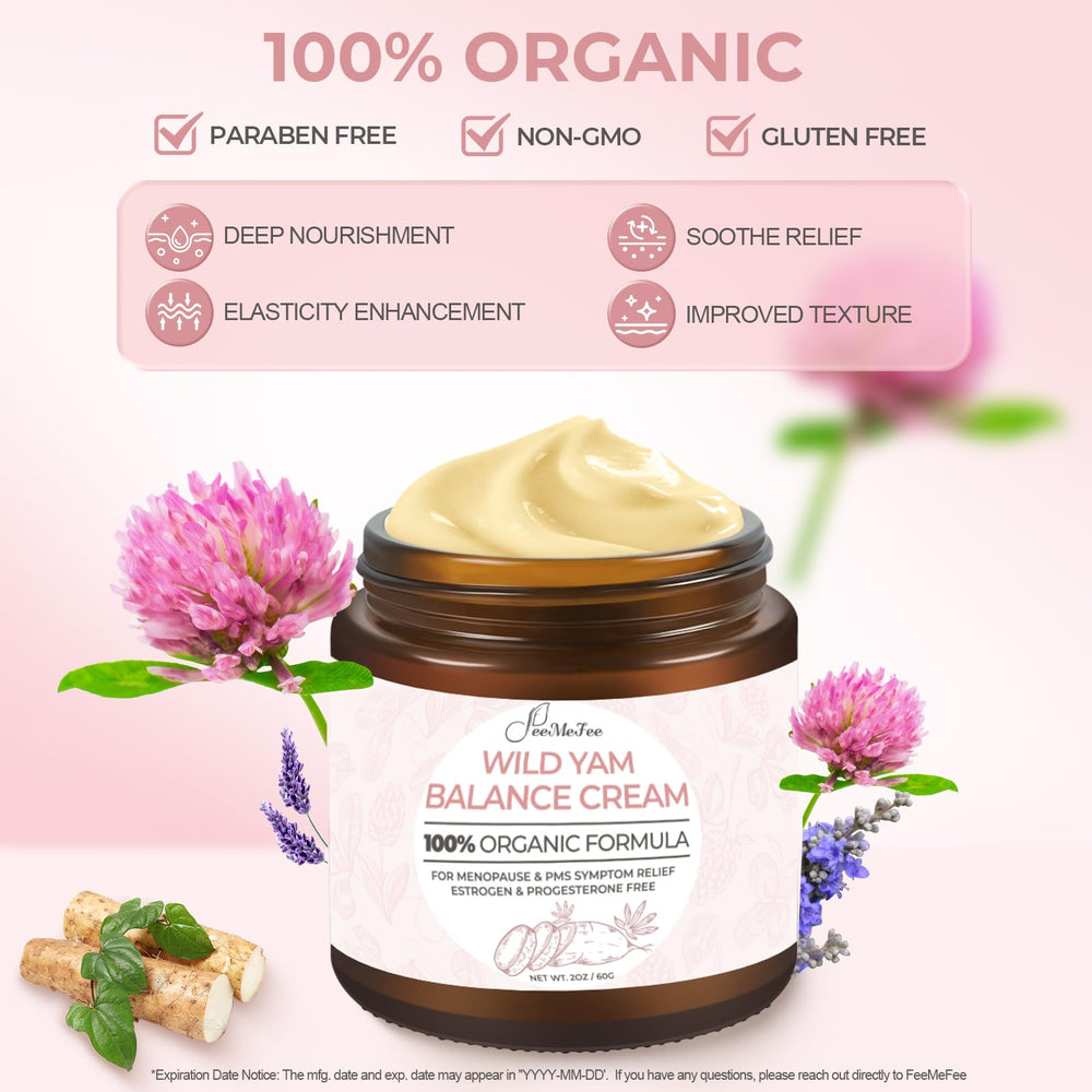 FeeMeFee Wild Yam Cream skin application close-up shows smooth comfortable feel