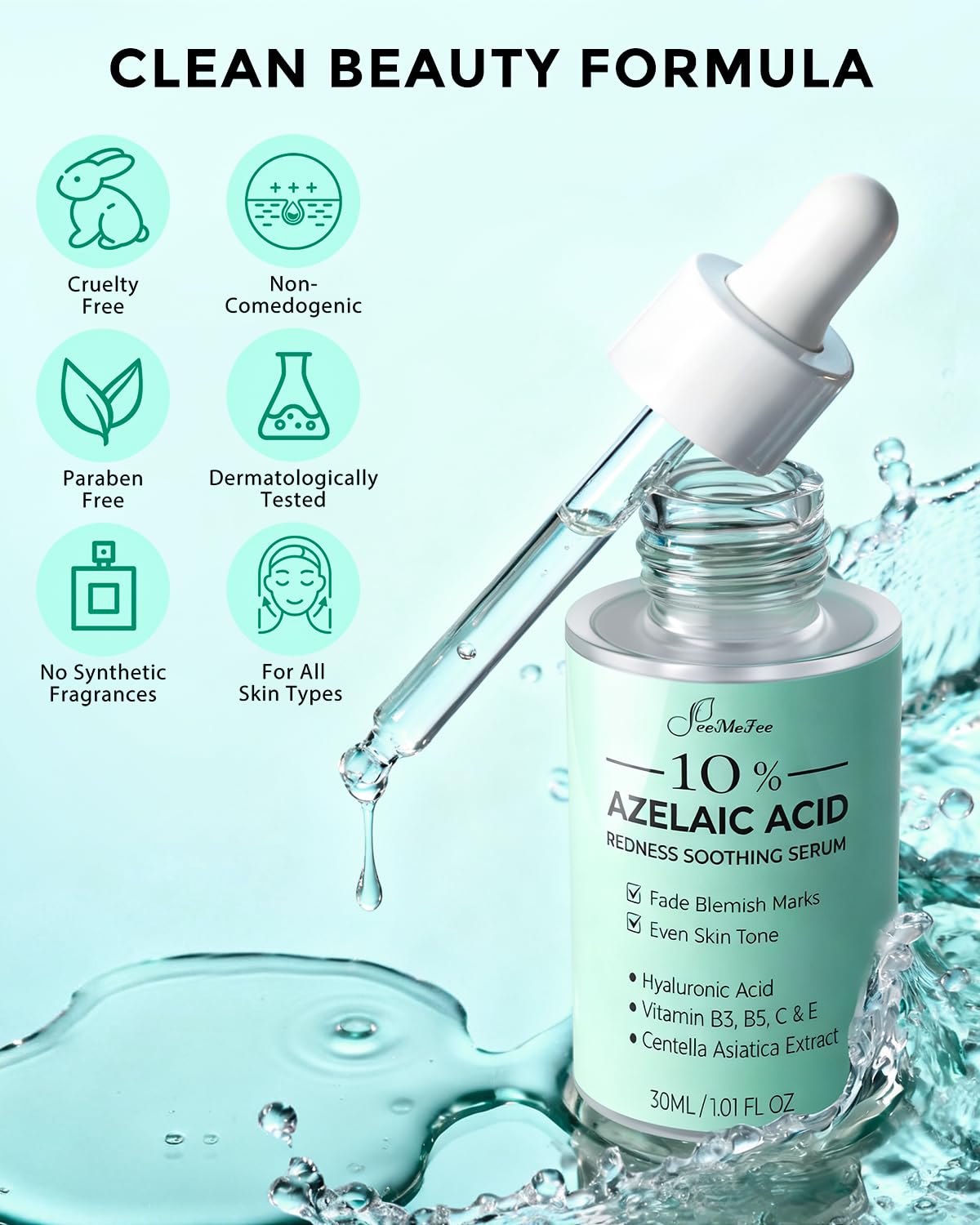 Morning and evening skincare routine with FeeMeFee serum integration.