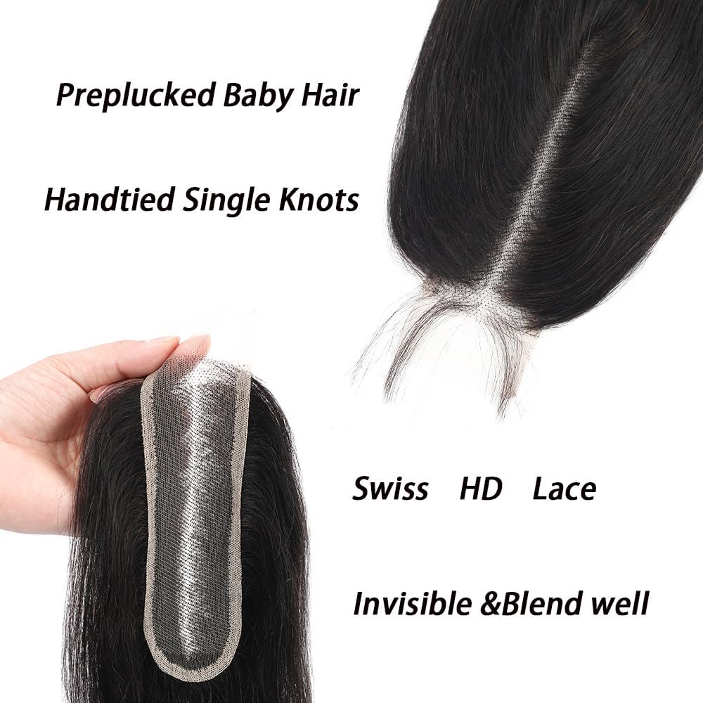 FEHOKA 2x6 body wave closure with middle part delivers natural parting
