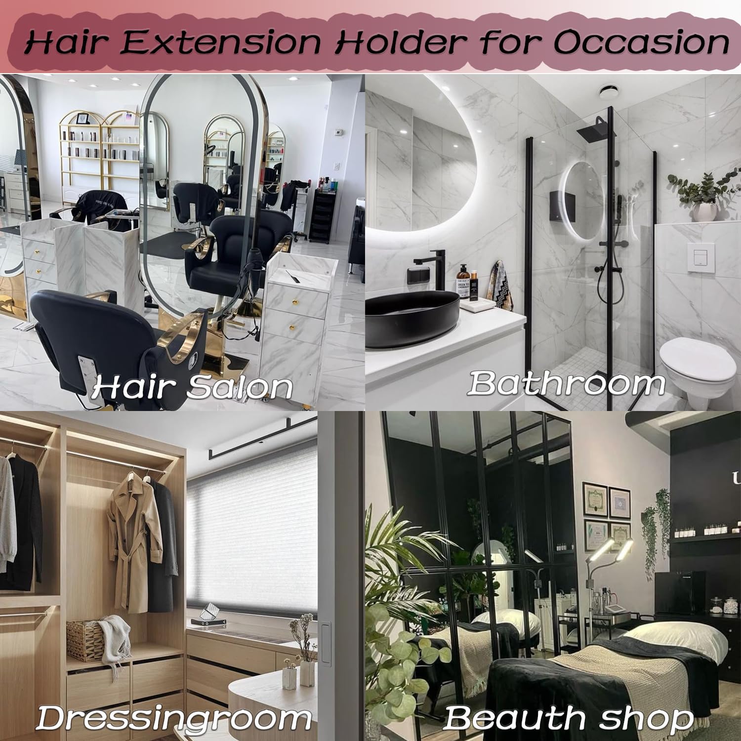 FEHOKA hair extension holder ideal for salons and professional spaces.