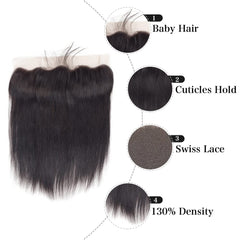 Feibin Brazilian silky straight hair closure closeup with smooth texture for daily wear