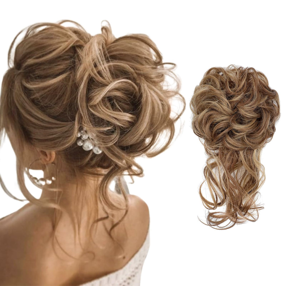 FeidyLong messy bun hair piece closeup with soft fibers for natural volume