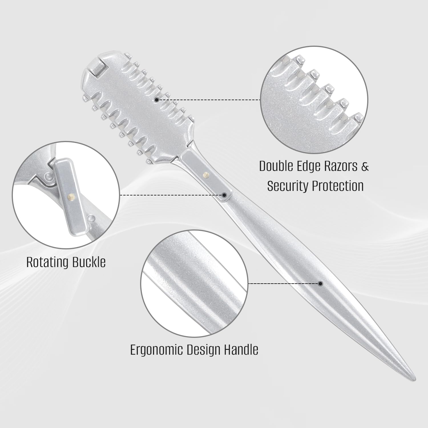 FEISIER ergonomic handle grip ensures comfortable control during thinning and texturizing sessions.