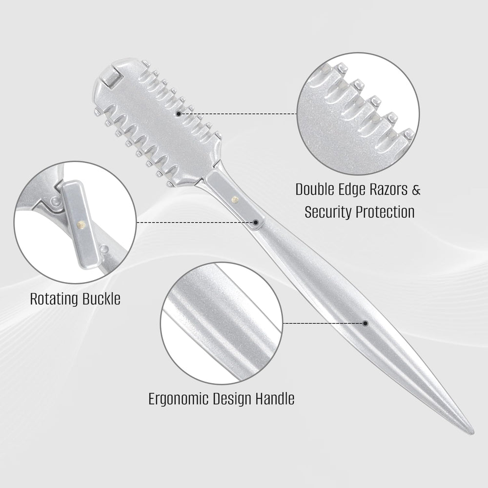 FEISIER ergonomic handle grip ensures comfortable control during thinning and texturizing sessions.