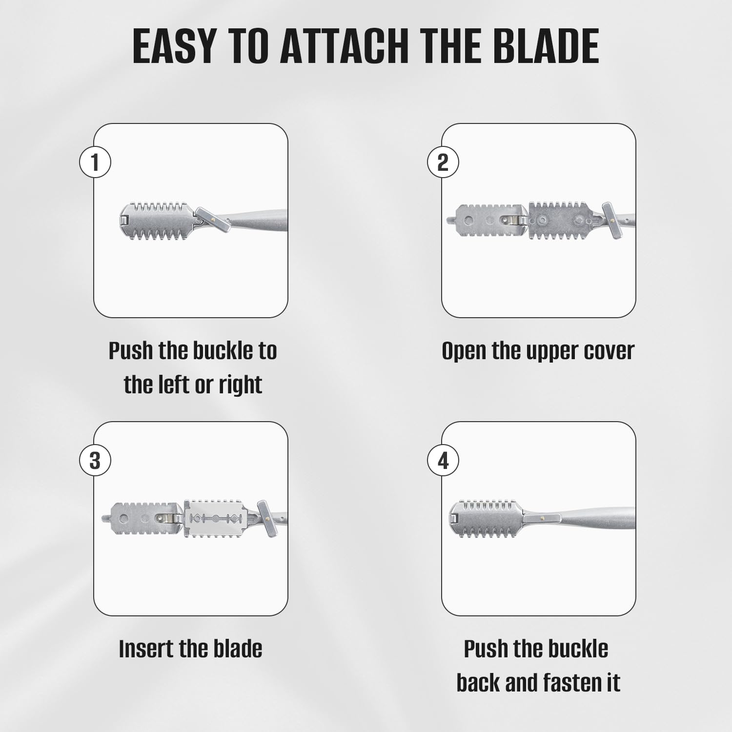 FEISIER side-by-side design thinning tool supports versatile cutting on thick and thin hair.