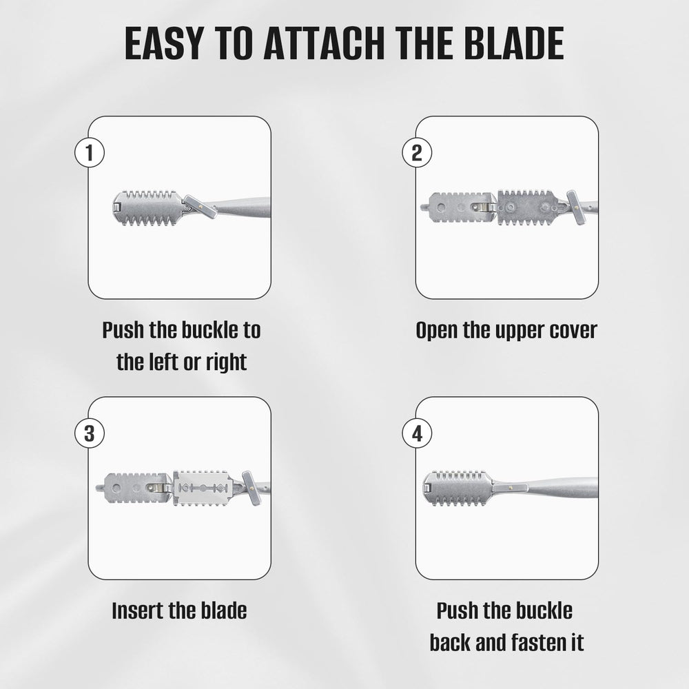 FEISIER side-by-side design thinning tool supports versatile cutting on thick and thin hair.