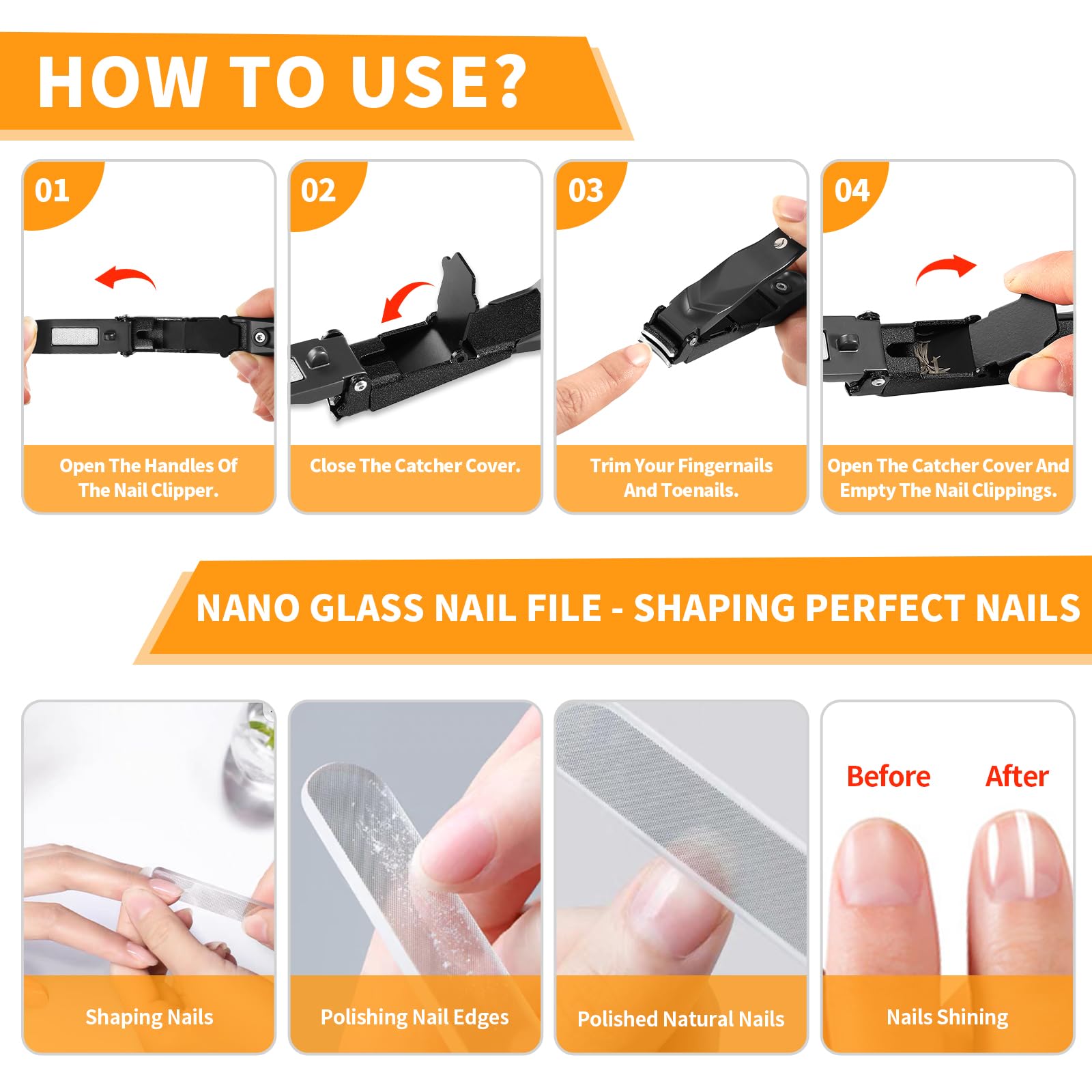 FEIXON Nano glass nail file demonstrates edge buffing for polished nails