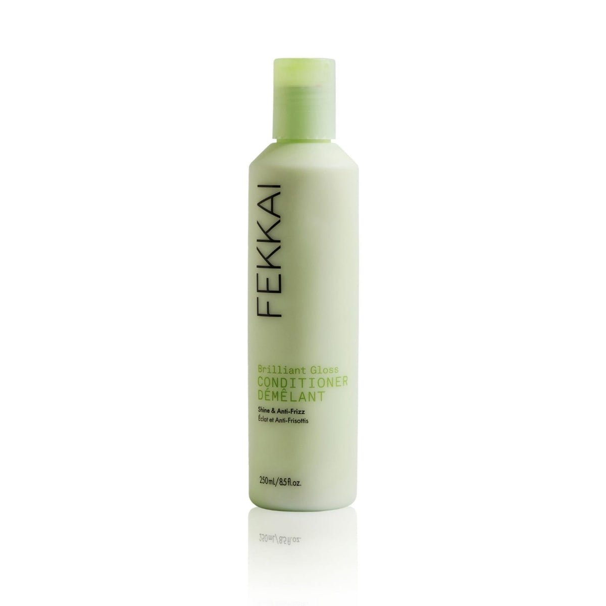 Fekkai Brilliant Gloss Conditioner bottle shows glossy moisture for frizz-free shine