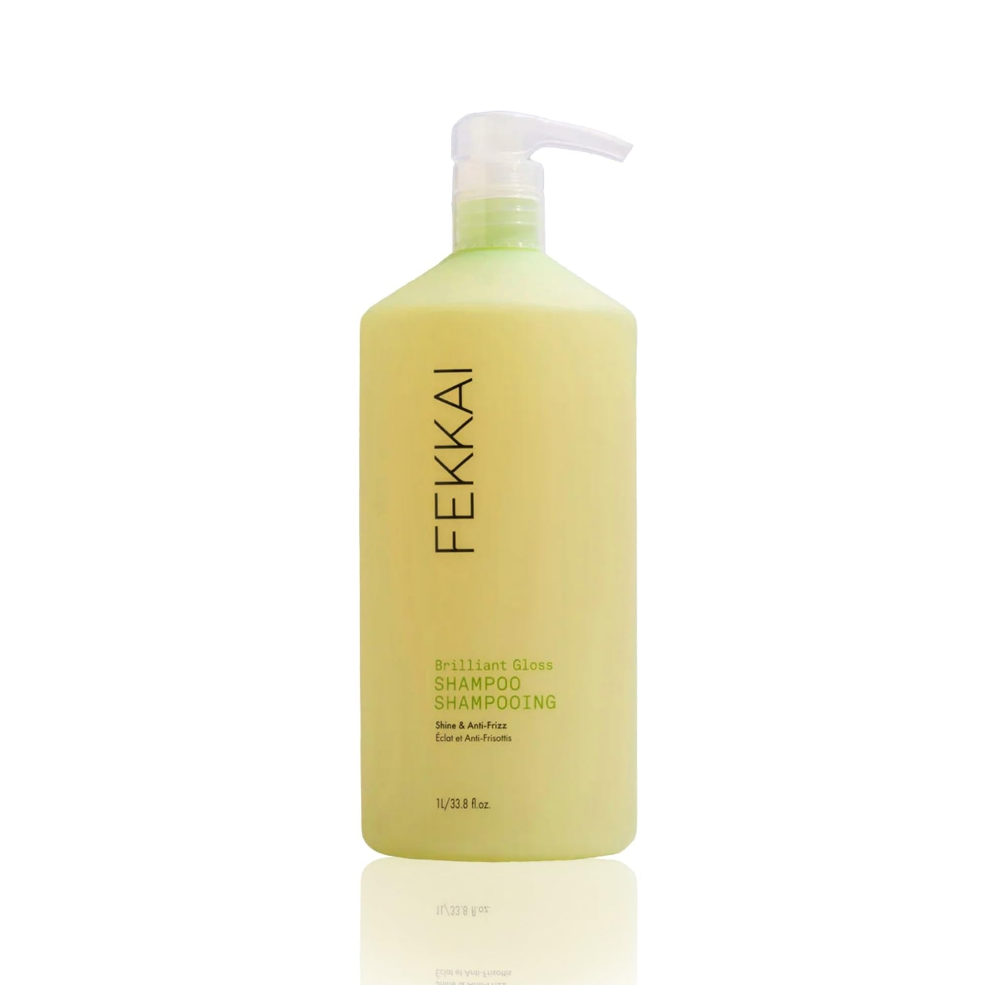 Fekkai Brilliant Gloss Shampoo bottle closeup highlighting 4x shine potential for radiant hair