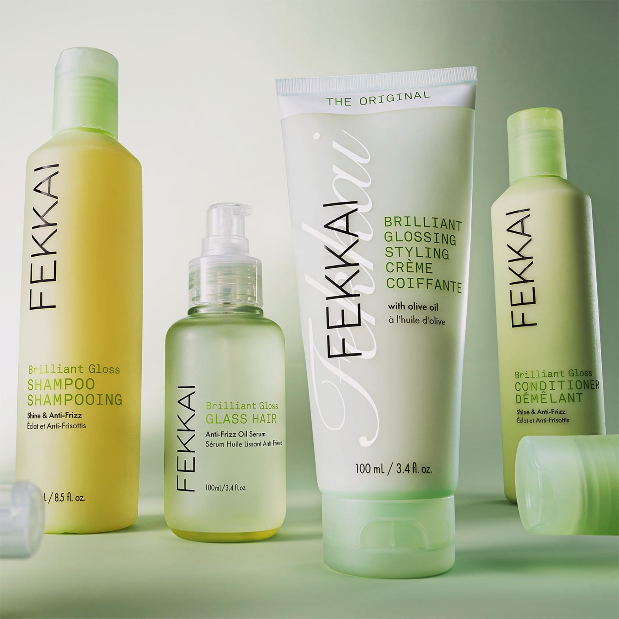 Fekkai Glossing Creme applied to damp hair for frizz control.