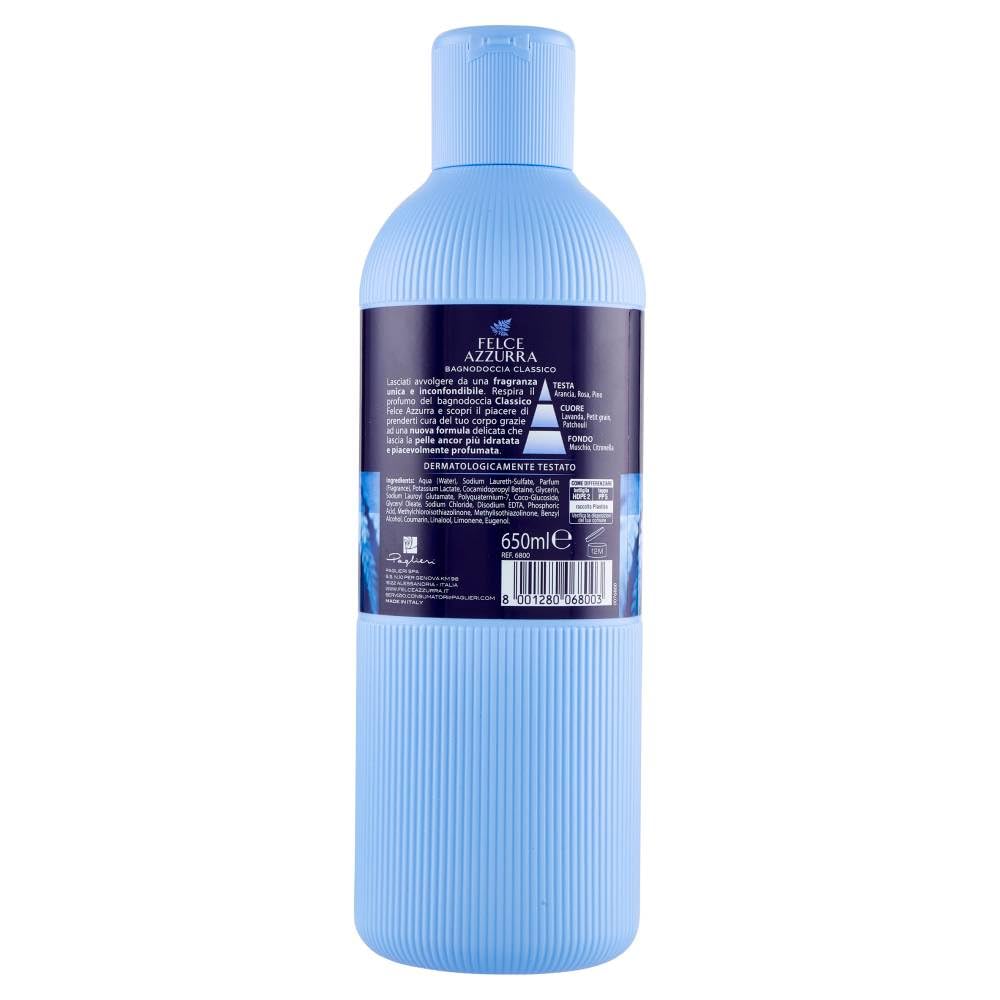 Felce Azzurra Original fragrance close-up notes reveal inviting global aroma for immersive showers.
