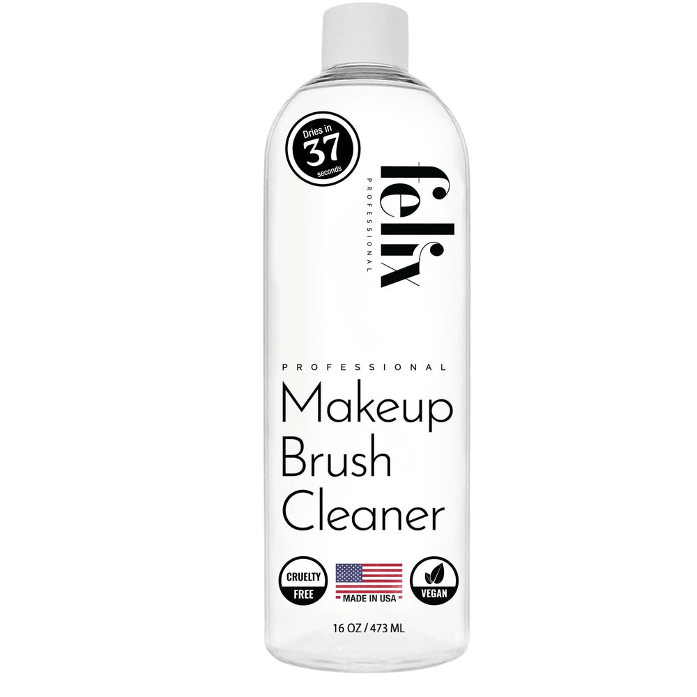 Felix Professional makeup brush cleaner bottle 16oz delivers quick, rinse-free cleaning.