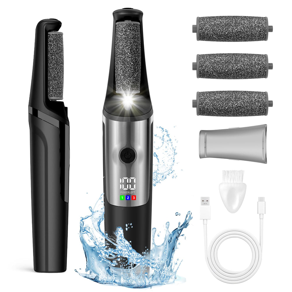 Felizshop electric foot file kit box promotes an at-home spa experience.