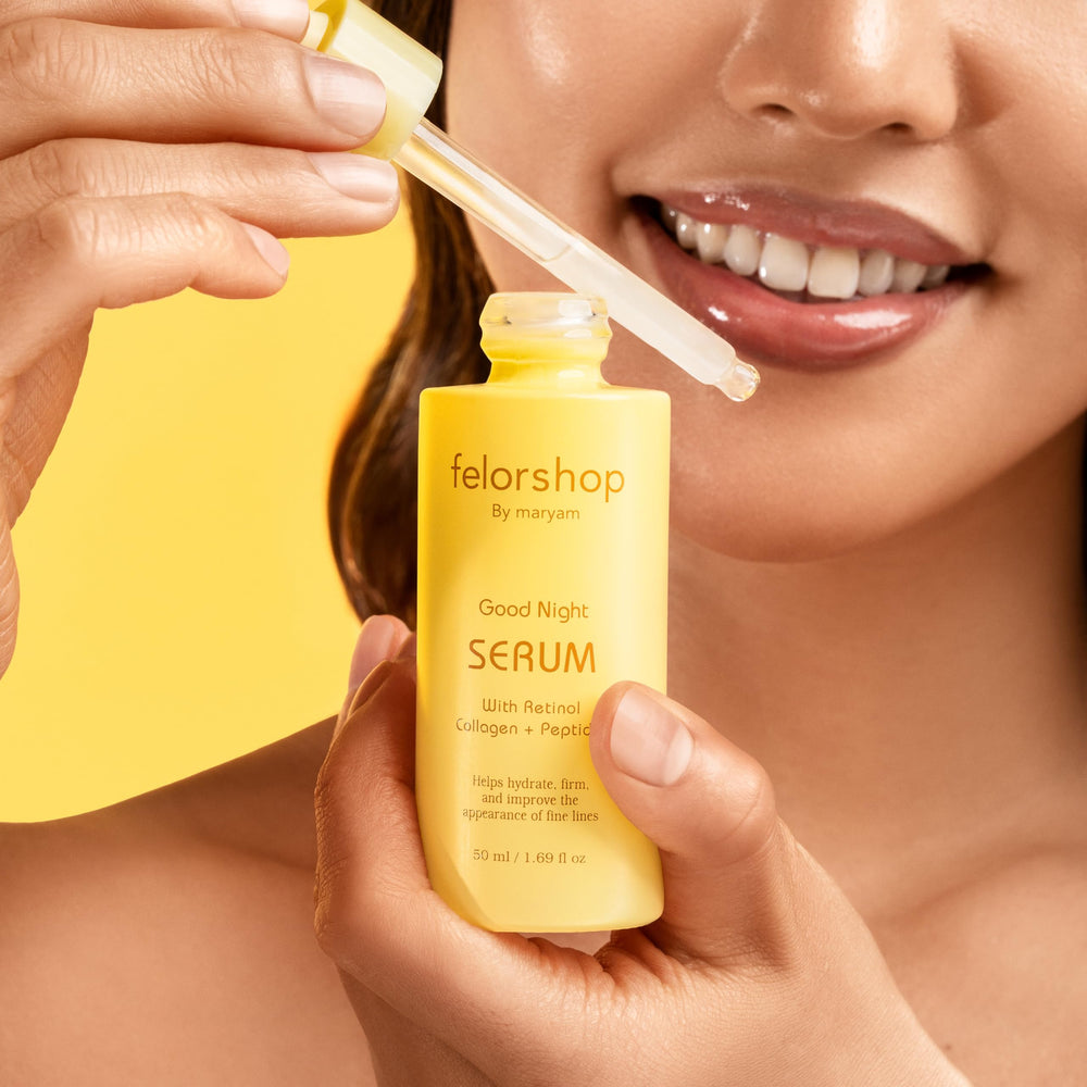 Close-up of Felor serum texture, silky and fast-absorbing for non-greasy feel