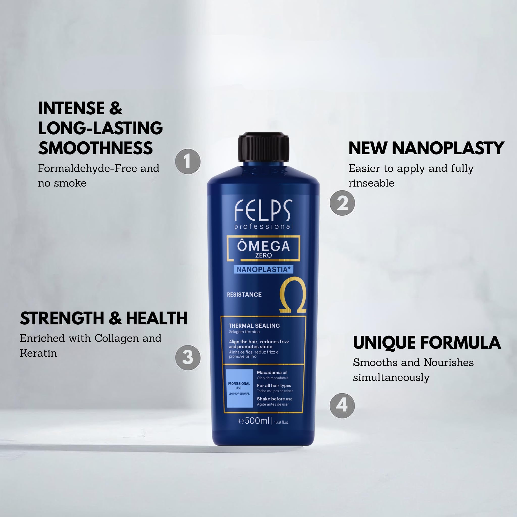 Felps Professional Omega Zero Unique hair application glove on hair, showing nourishing keratin and collagen in action